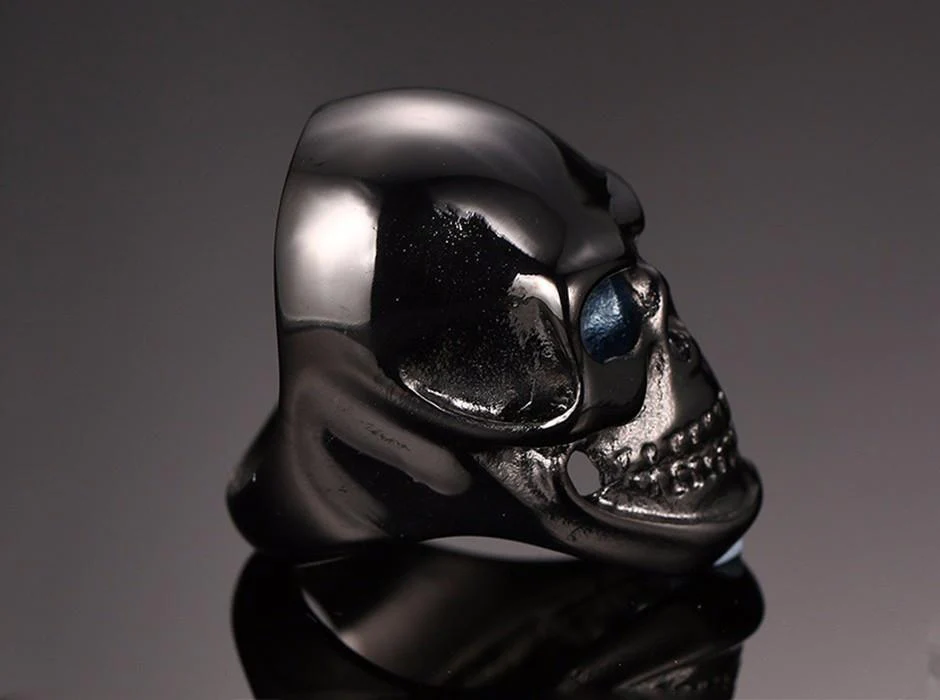 Stainless steel skull ring - Black\Gold - Image 13