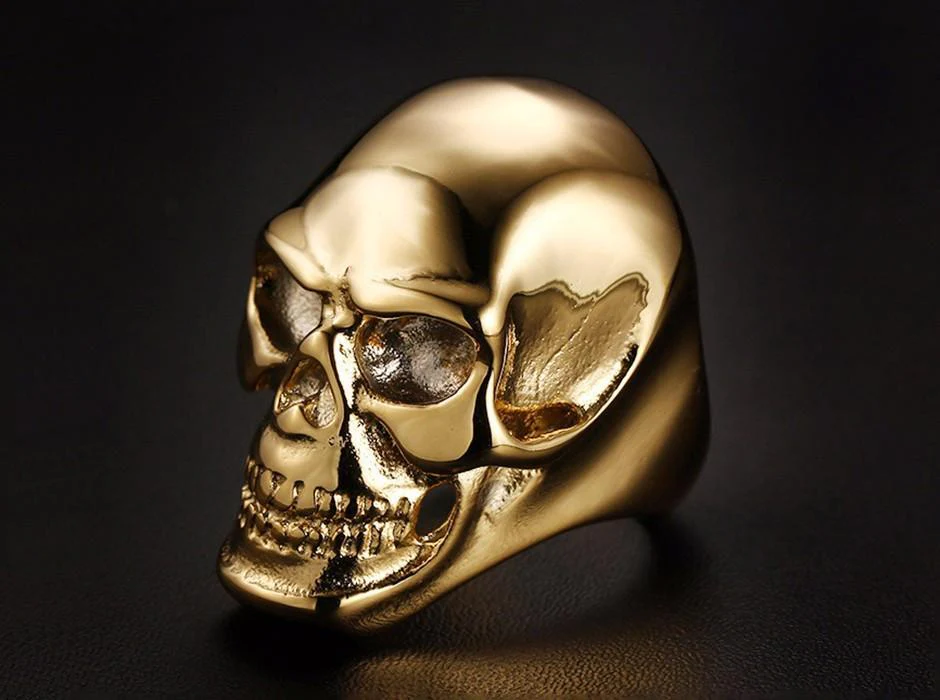 Stainless steel skull ring - Black\Gold - Image 16