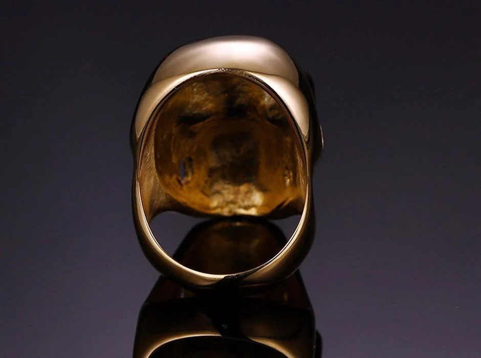 Stainless steel skull ring - Black\Gold - Image 5