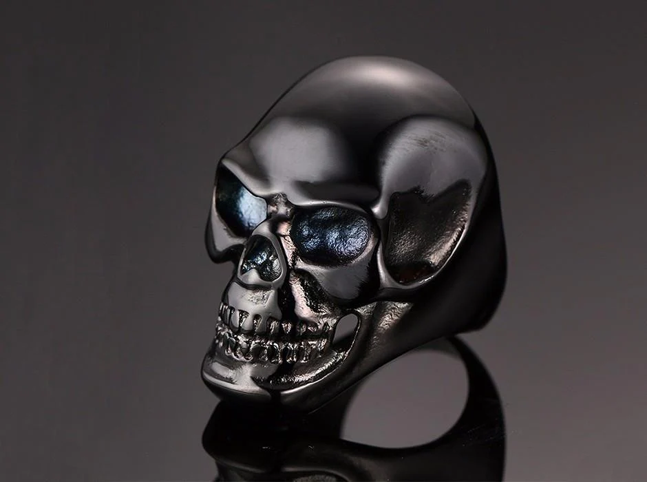 Stainless steel skull ring - Black\Gold - Image 6