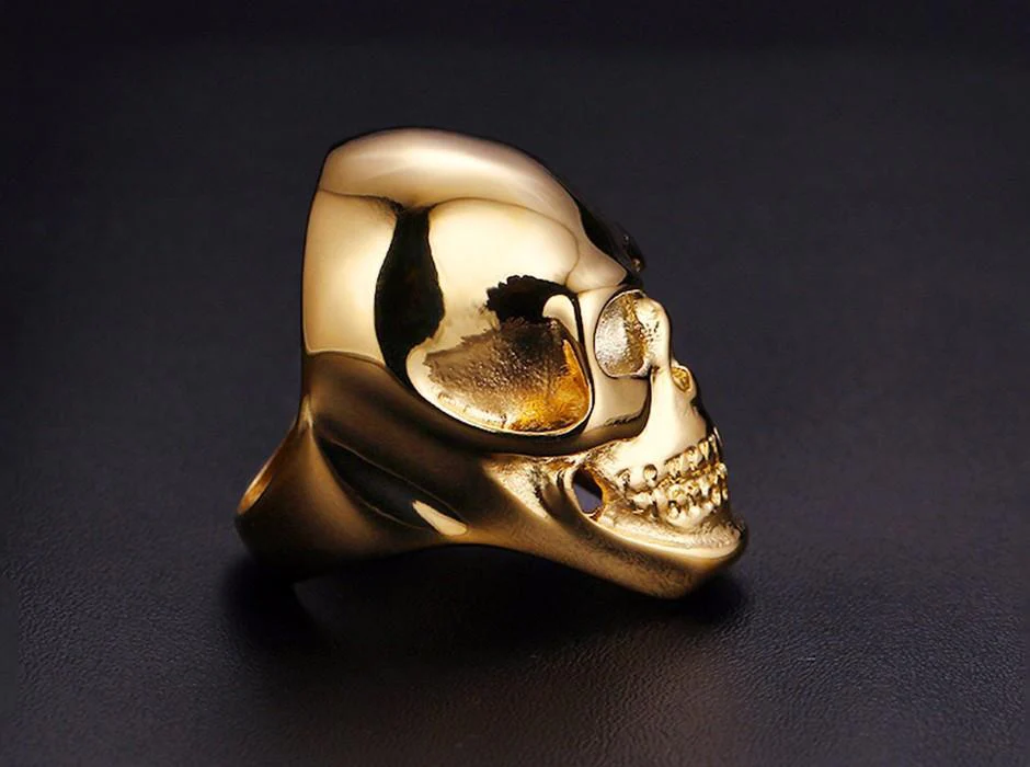 Stainless steel skull ring - Black\Gold - Image 9
