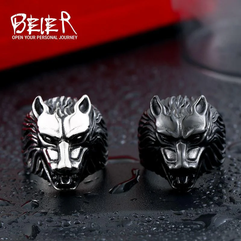 Stainless Steel WolfHead ring - Image 3