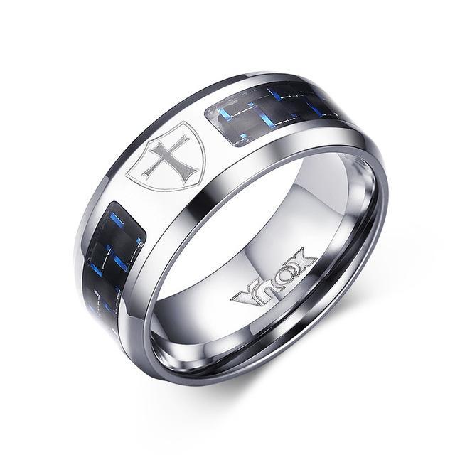 Engraved Symbol Carbon Fiber Blue-Glow Ring - Image 3