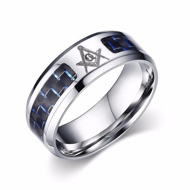 Engraved Symbol Carbon Fiber Blue-Glow Ring - Image 4