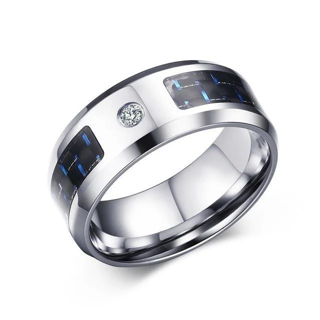 Engraved Symbol Carbon Fiber Blue-Glow Ring - Image 5