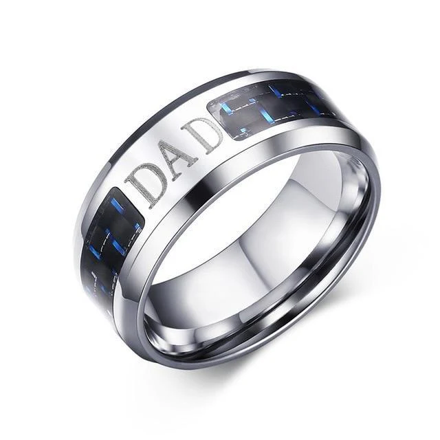 Engraved Symbol Carbon Fiber Blue-Glow Ring - Image 6