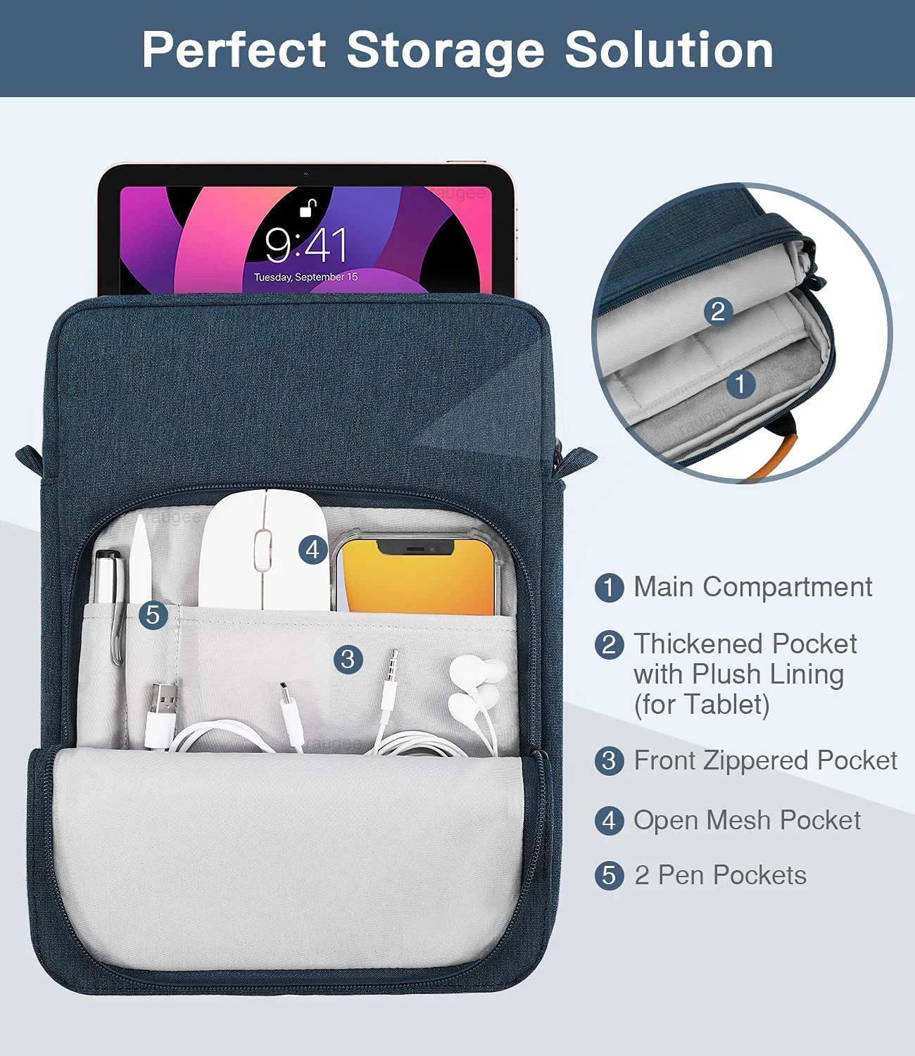 Premium 360° Protective 5 Pockets Tablet Sleeve with Plush Protection - Image 11