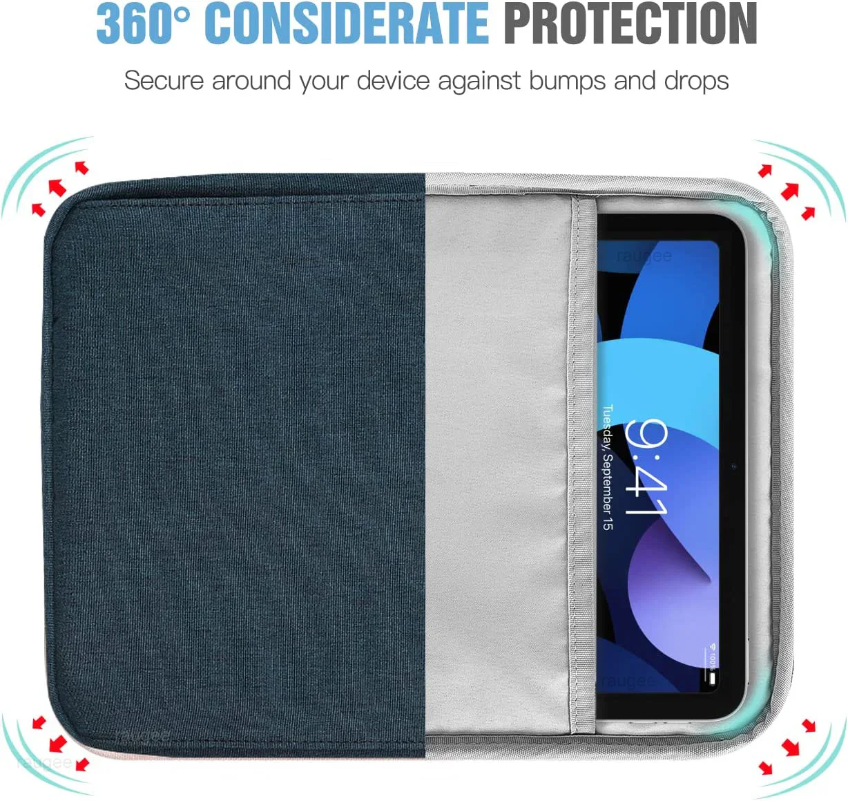 Premium 360° Protective 5 Pockets Tablet Sleeve with Plush Protection - Image 3