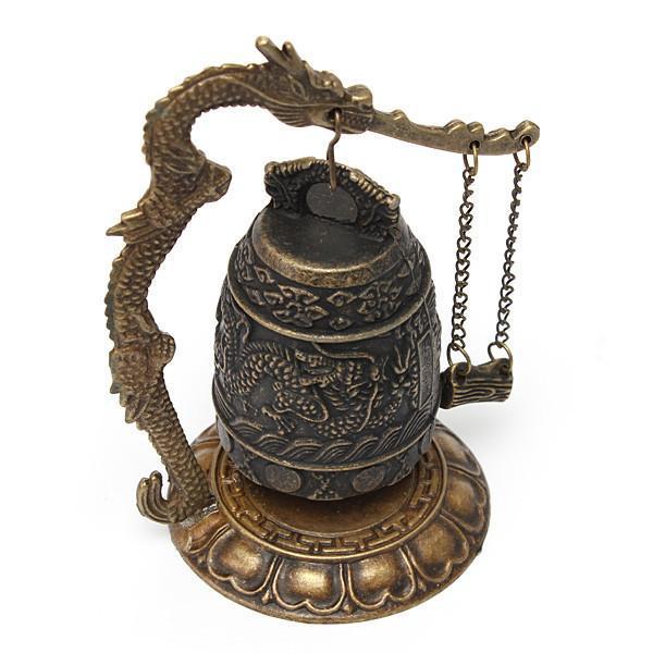 Tibetan Bronze Carved Dragon Buddhist Bell - Image 2
