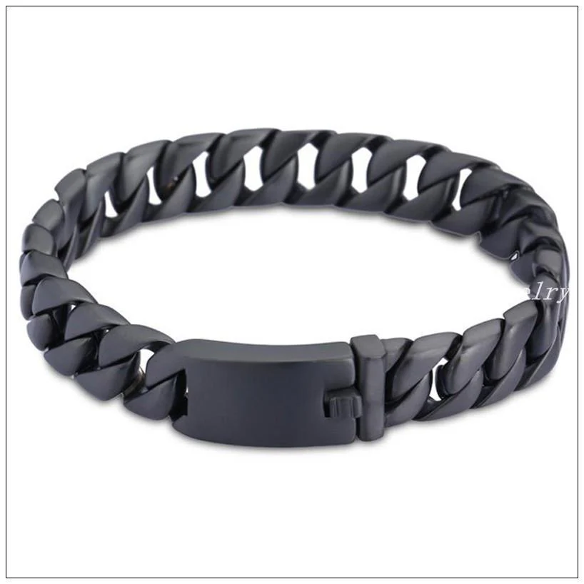 Topen-Stainless Steel Black Bracelet