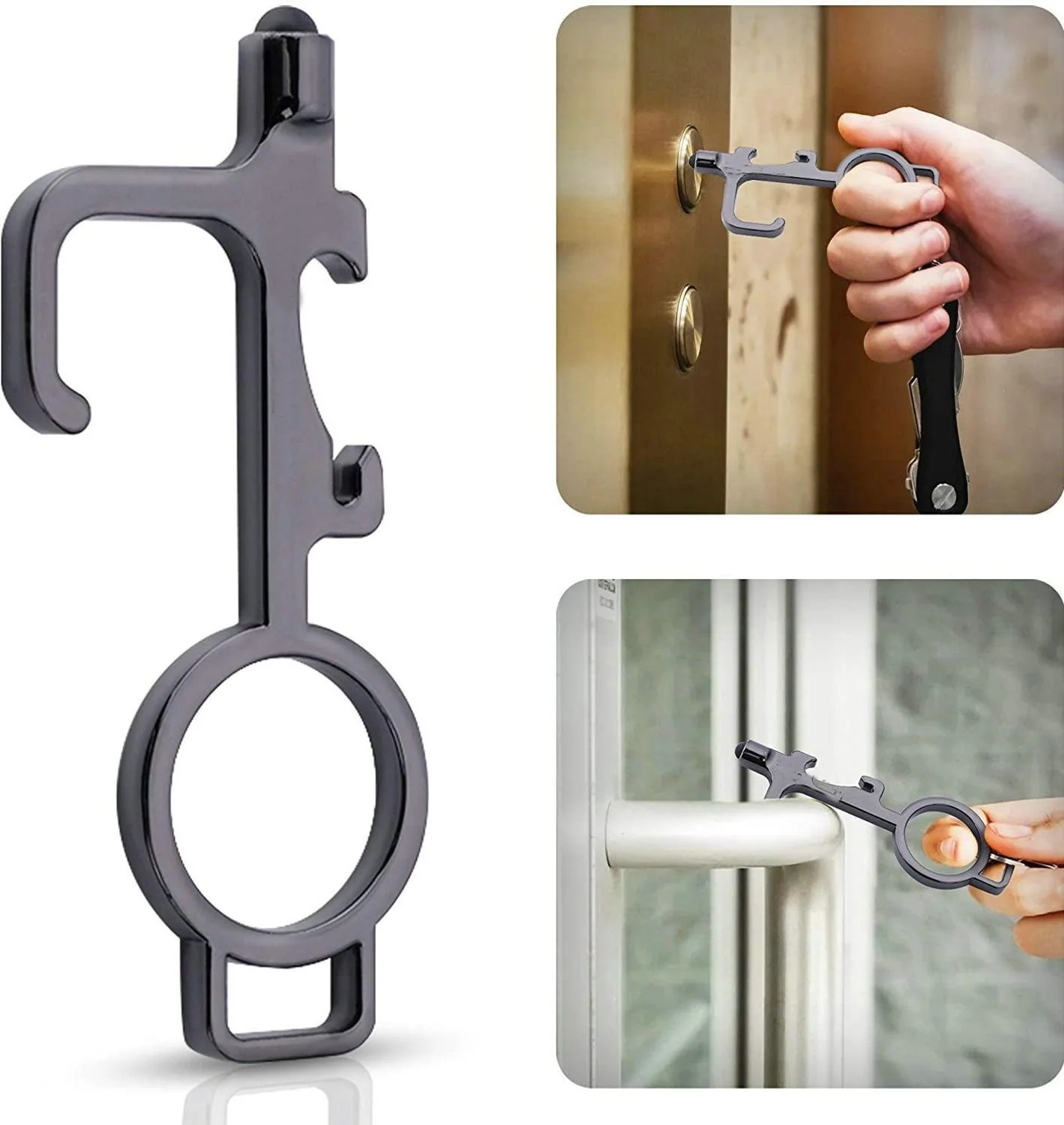 Smart 4 in 1 Touch-less EDC Door Opener With Stretchable Keychain ***2 pcs set*** - Image 2