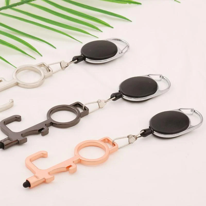 Smart 4 in 1 Touch-less EDC Door Opener With Stretchable Keychain ***2 pcs set*** - Image 4