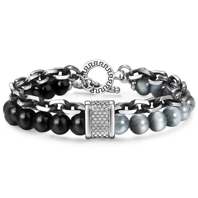TrendsMax™ Stone Beaded Men's Chain Bracelet - Image 10