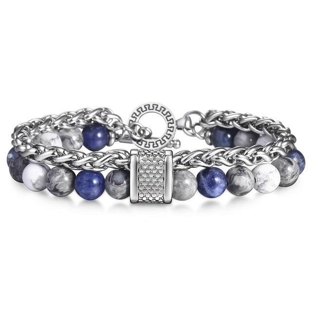 TrendsMax™ Stone Beaded Men's Chain Bracelet - Image 11