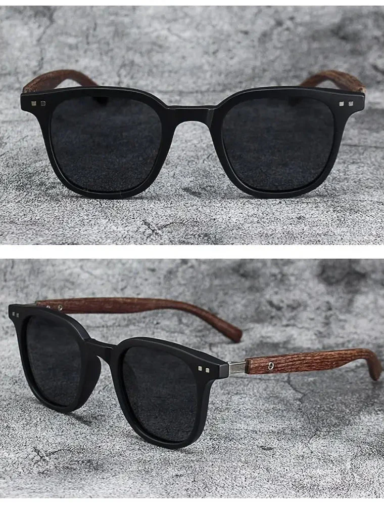 Trendy Retro Wood Grain Unisex Polarized UV Protection Sunglasses - Image 10