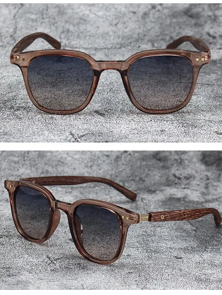 Trendy Retro Wood Grain Unisex Polarized UV Protection Sunglasses - Image 11
