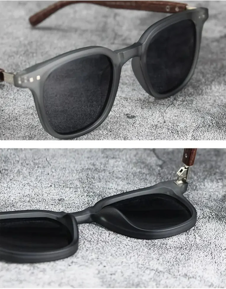 Trendy Retro Wood Grain Unisex Polarized UV Protection Sunglasses - Image 12