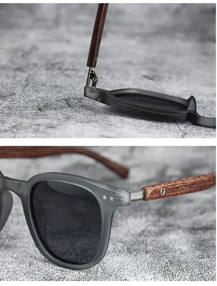 Trendy Retro Wood Grain Unisex Polarized UV Protection Sunglasses - Image 13