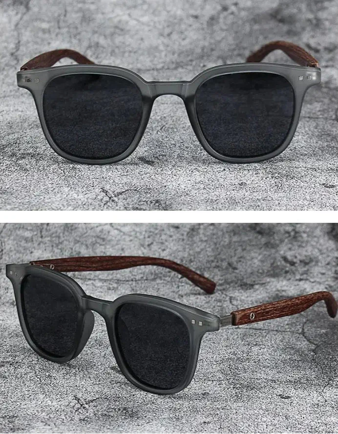 Trendy Retro Wood Grain Unisex Polarized UV Protection Sunglasses - Image 14