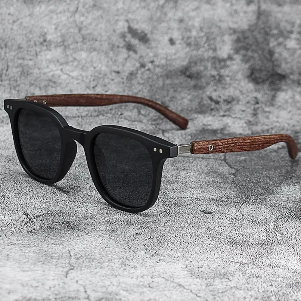 Trendy Retro Wood Grain Unisex Polarized UV Protection Sunglasses - Image 19