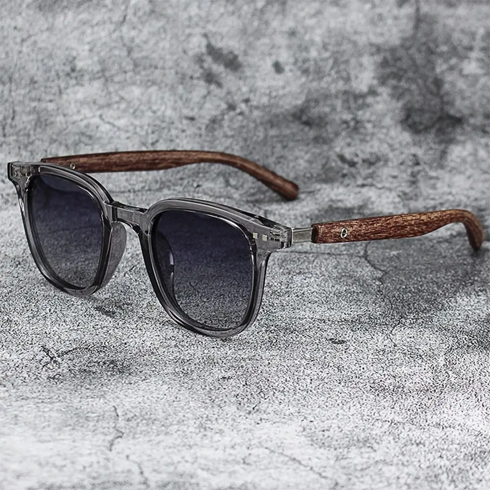 Trendy Retro Wood Grain Unisex Polarized UV Protection Sunglasses - Image 2