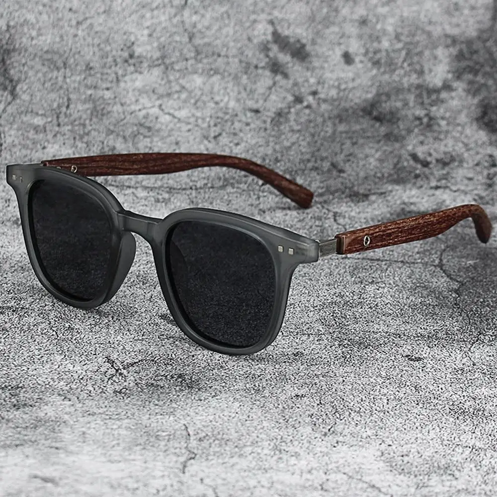 Trendy Retro Wood Grain Unisex Polarized UV Protection Sunglasses - Image 20