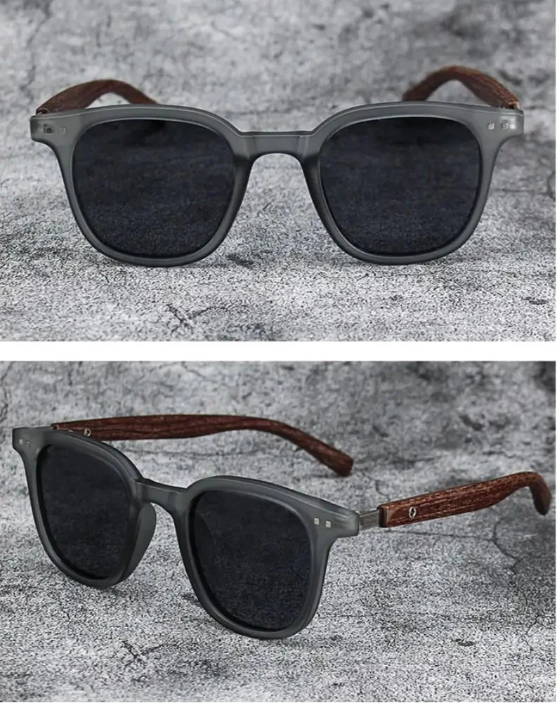 Trendy Retro Wood Grain Unisex Polarized UV Protection Sunglasses - Image 4