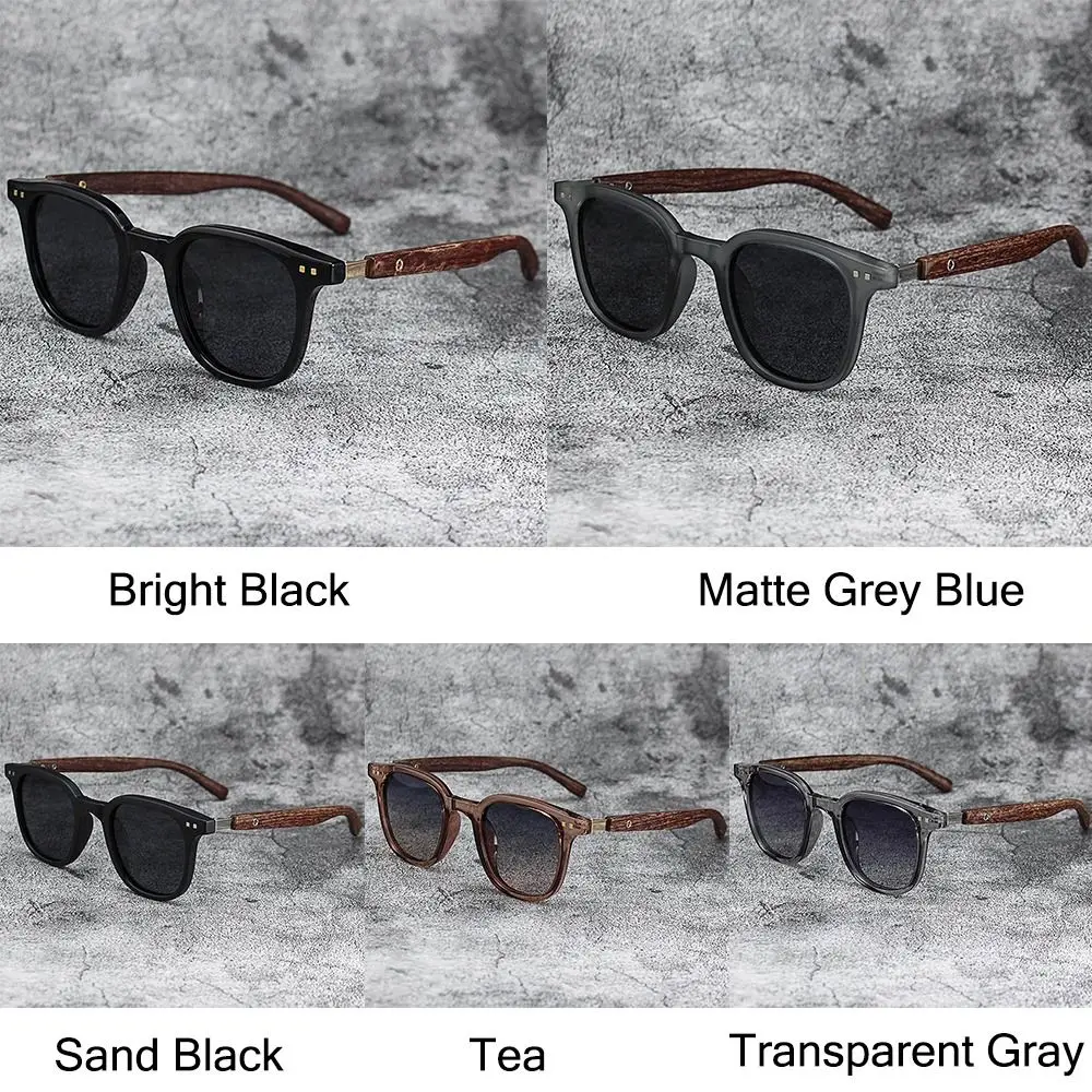 Trendy Retro Wood Grain Unisex Polarized UV Protection Sunglasses - Image 5