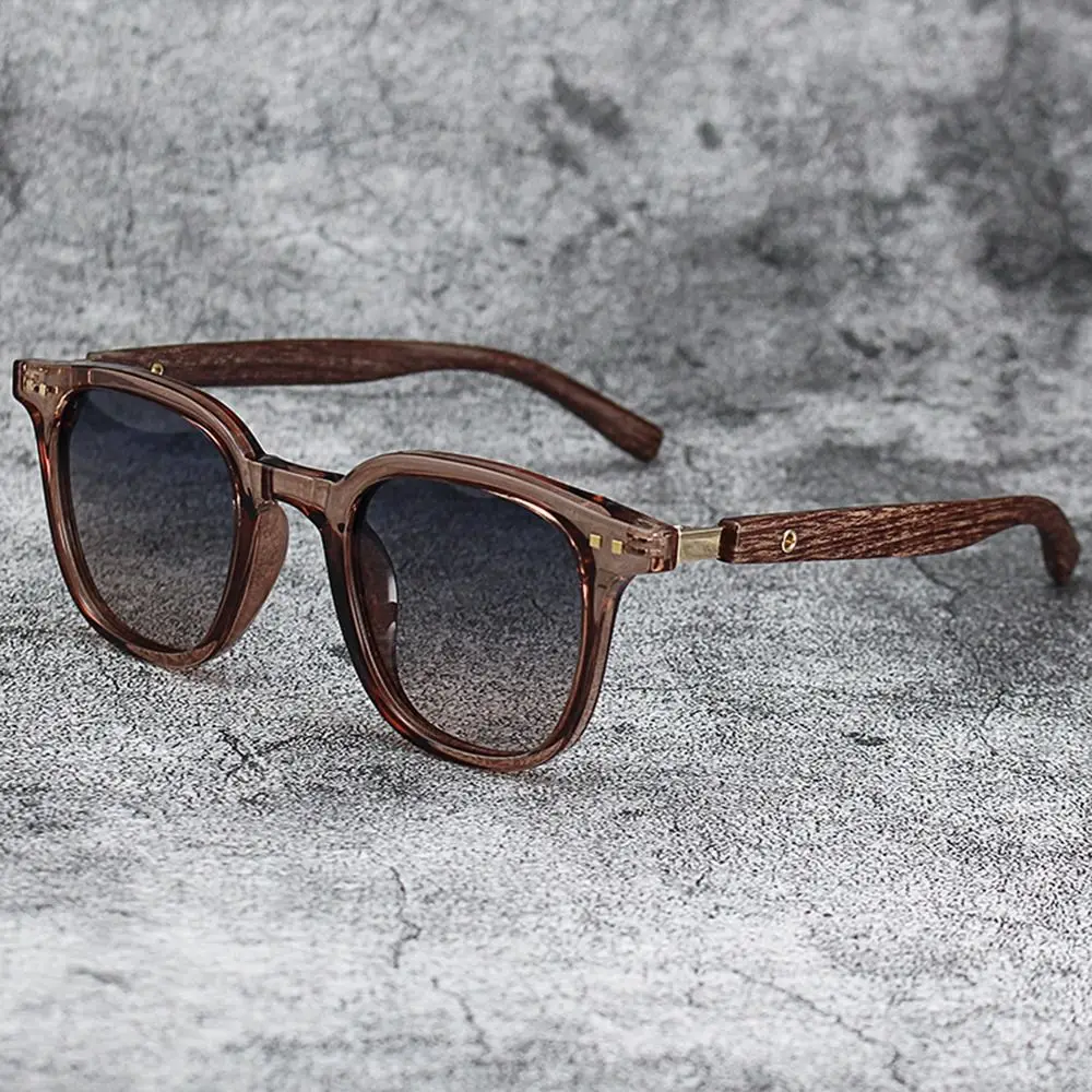 Trendy Retro Wood Grain Unisex Polarized UV Protection Sunglasses - Image 7
