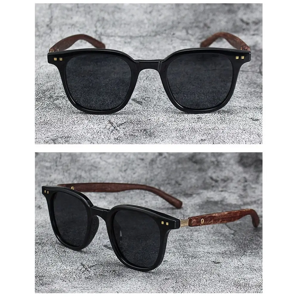 Trendy Retro Wood Grain Unisex Polarized UV Protection Sunglasses - Image 8