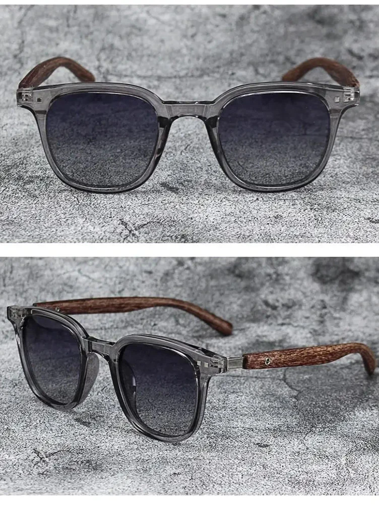 Trendy Retro Wood Grain Unisex Polarized UV Protection Sunglasses - Image 9