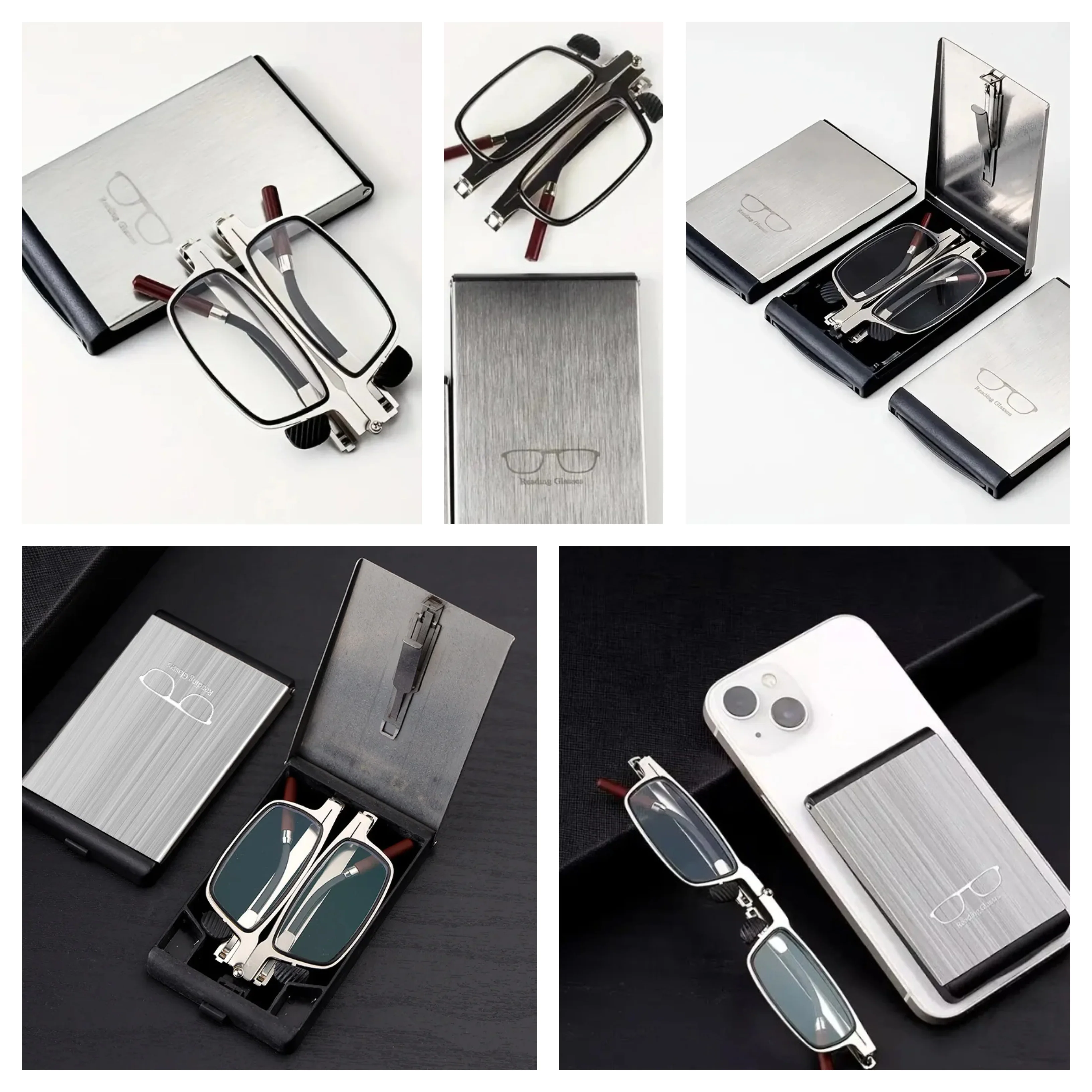 Flat-Fold Lightweight Anti-Blue Light Reading Glasses with Protective Case