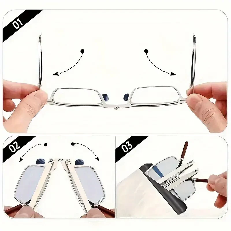 Flat-Fold Lightweight Anti-Blue Light Reading Glasses with Protective Case - Image 6