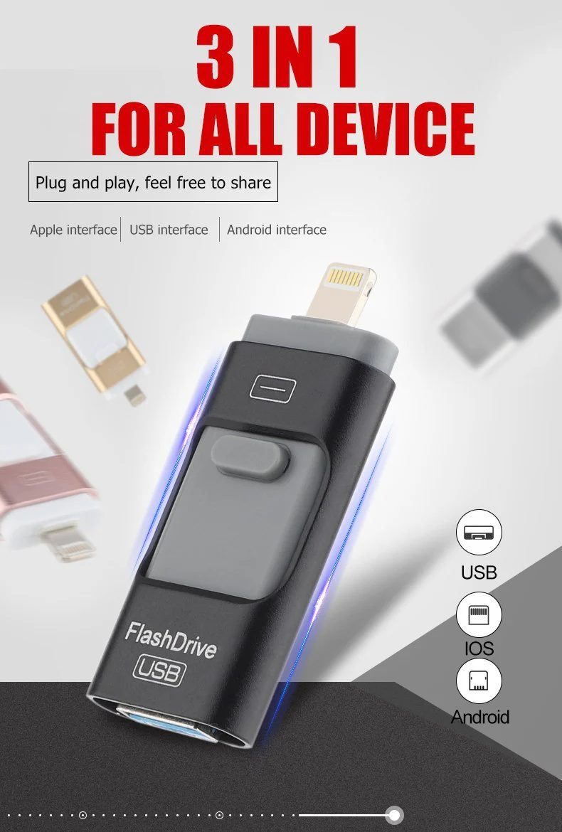 3 in 1 Mobile-Device Compatible USB Memory Stick for Android/Win/iOS - Image 3