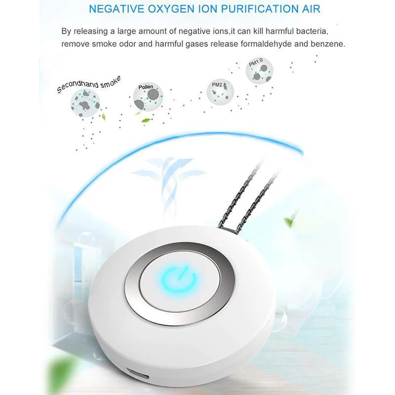 Rechargeable Personal Wearable Ionizer Air Purifier Necklace - Image 3