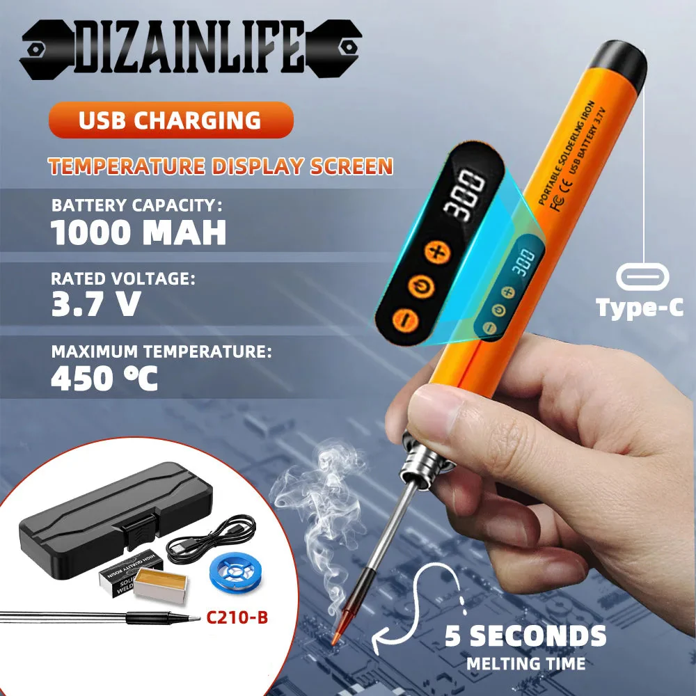 Wireless Fast Charging Electric Soldering Kit With Smart LED Digital Display