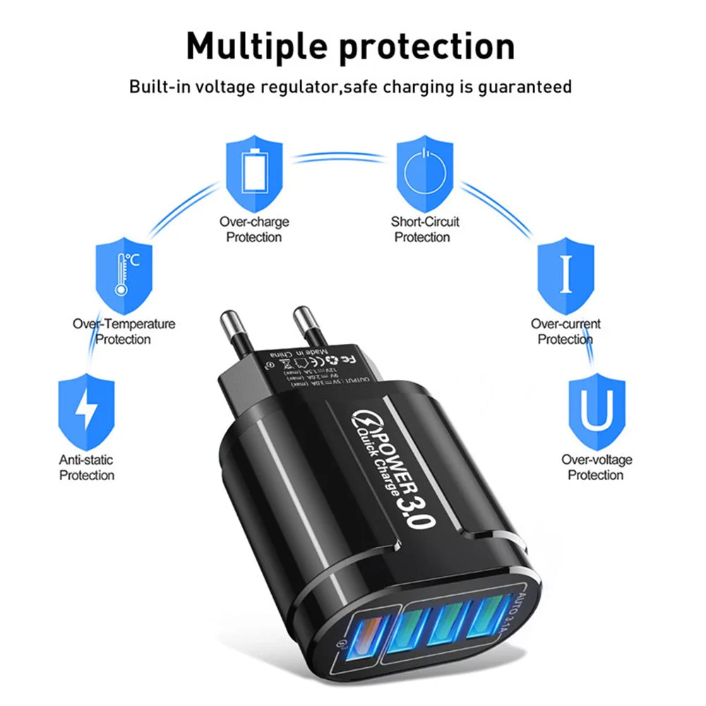 USLION™ QC 3.0 USB 48W 4 Port Fast Charger - Image 9
