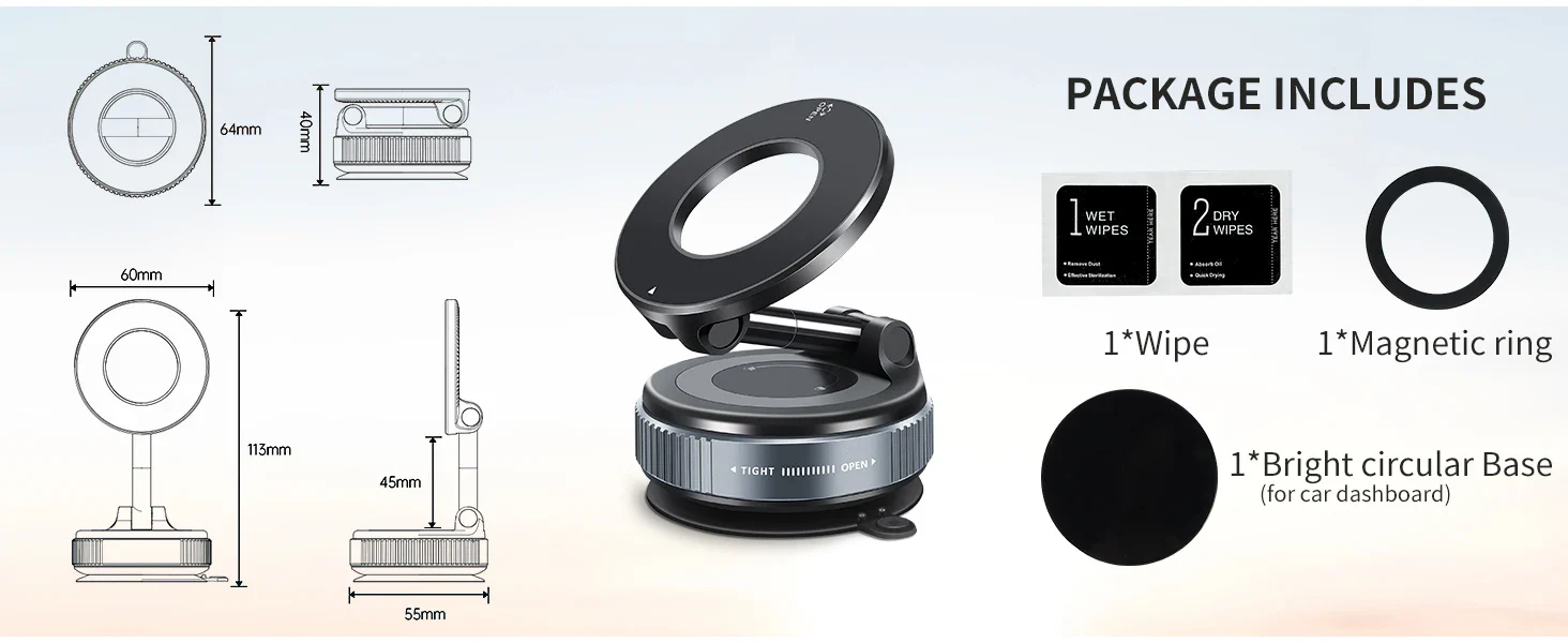 Multi-Angle Dashboard & Windshield Magnetic and Advanced Vacuum Suction Car Mount - Image 12