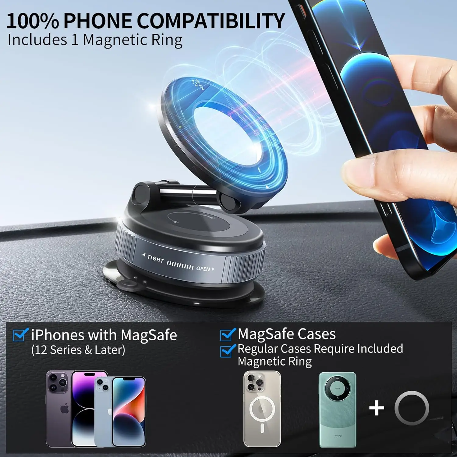 Multi-Angle Dashboard & Windshield Magnetic and Advanced Vacuum Suction Car Mount - Image 3