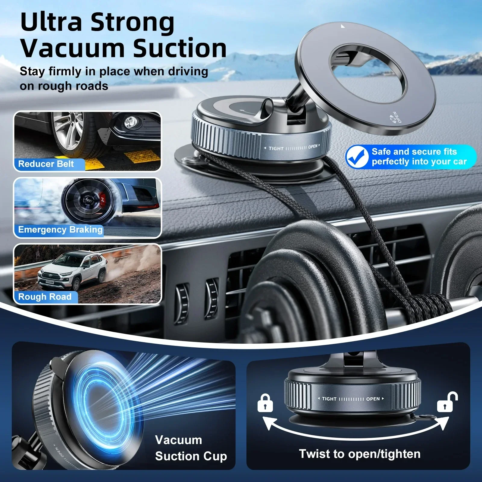 Multi-Angle Dashboard & Windshield Magnetic and Advanced Vacuum Suction Car Mount - Image 32