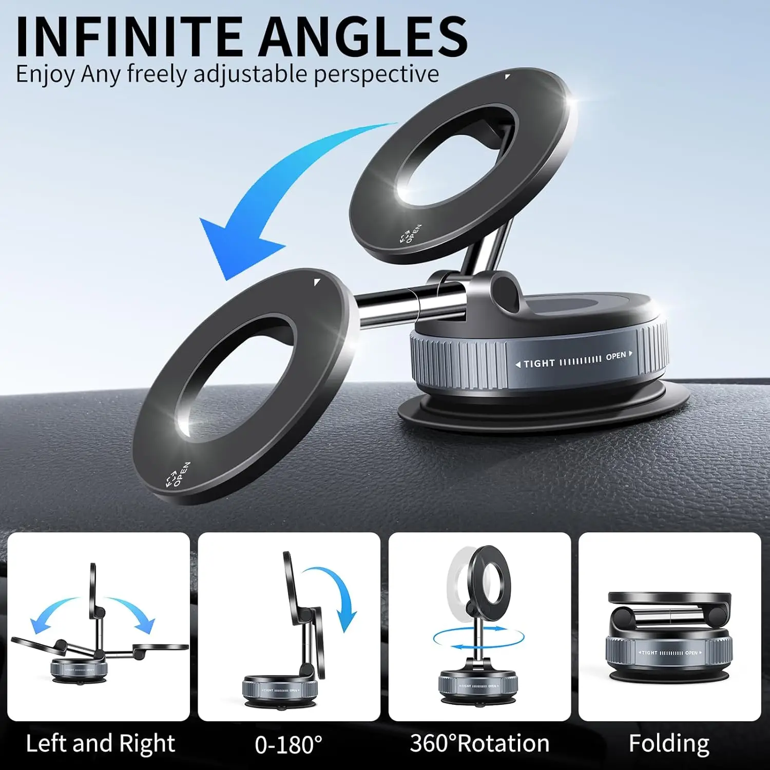 Multi-Angle Dashboard & Windshield Magnetic and Advanced Vacuum Suction Car Mount - Image 5