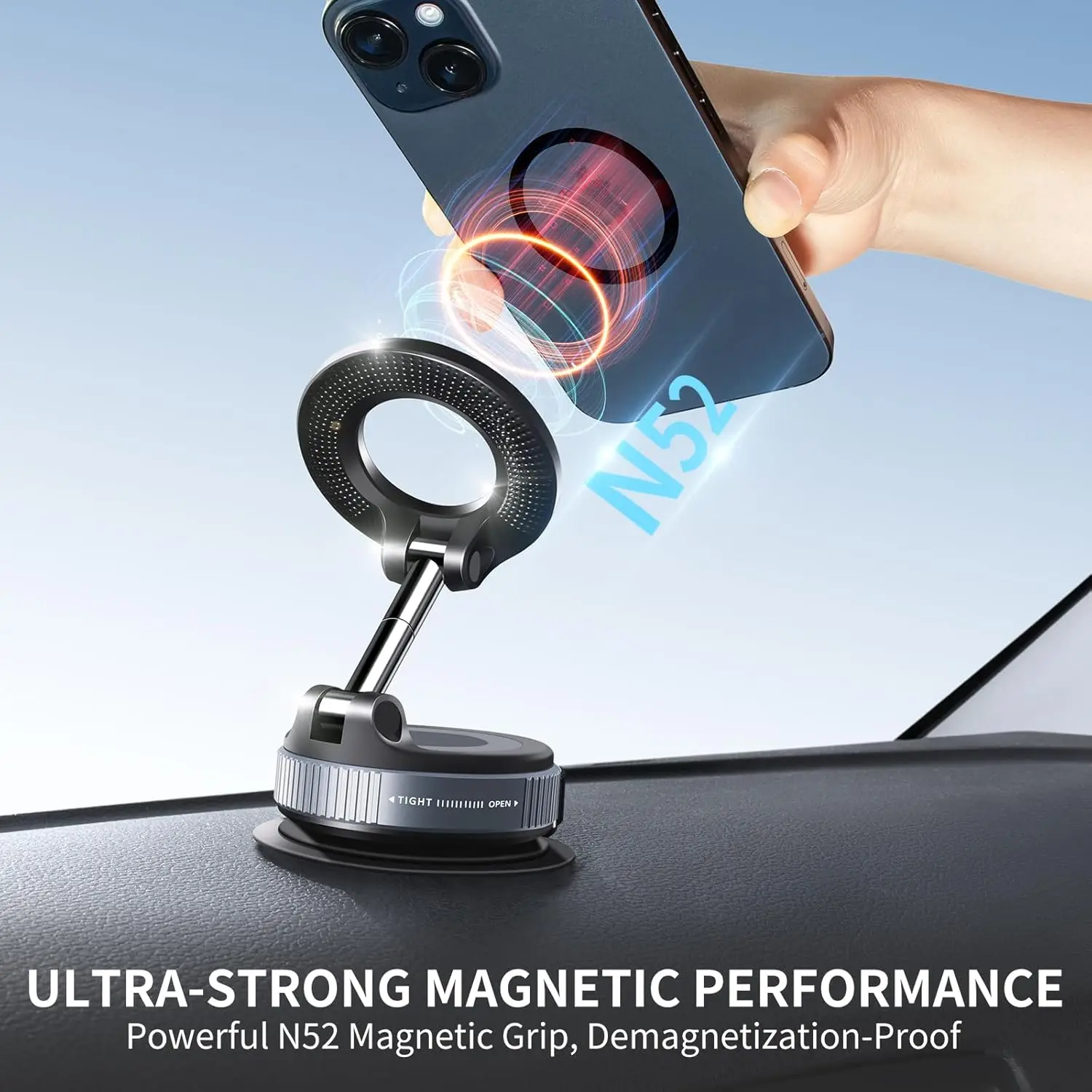 Multi-Angle Dashboard & Windshield Magnetic and Advanced Vacuum Suction Car Mount - Image 6