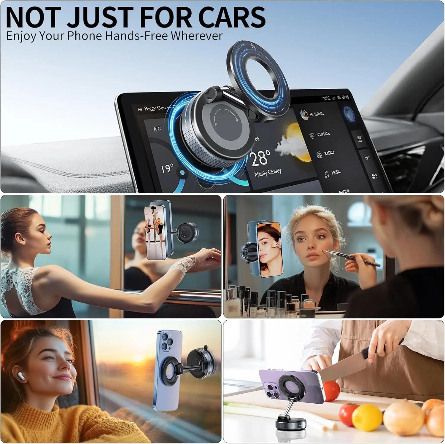 Multi-Angle Dashboard & Windshield Magnetic and Advanced Vacuum Suction Car Mount - Image 7