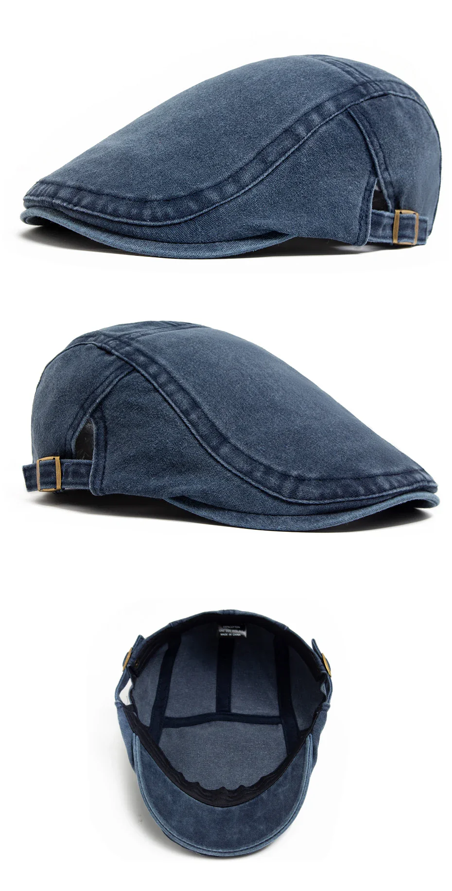 Vintage Soft Cotton Breathable Lightweight Adjustable Fit Newsboy Cap - Image 12