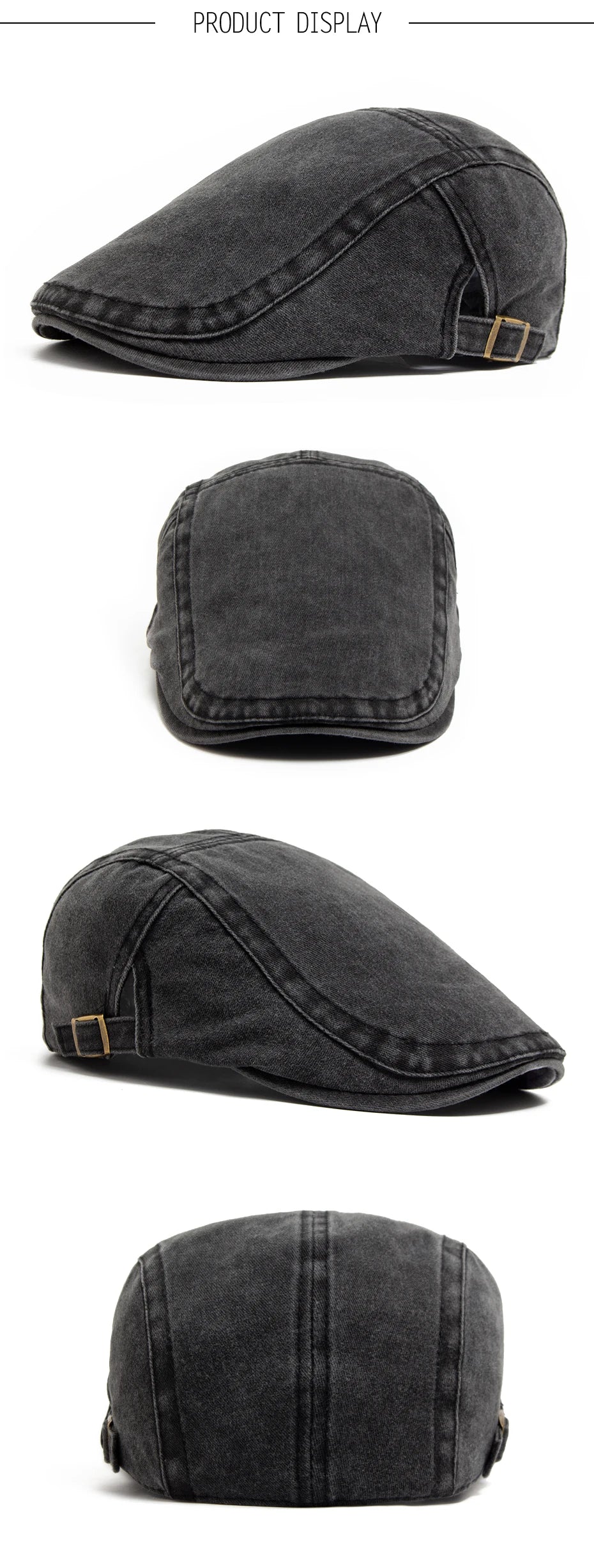 Vintage Soft Cotton Breathable Lightweight Adjustable Fit Newsboy Cap - Image 9
