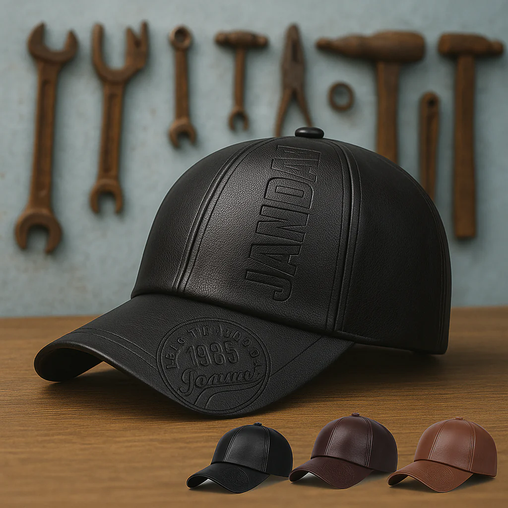 Premium Faux Leather Vintage Design All-Season Leather Adjustable Baseball Cap