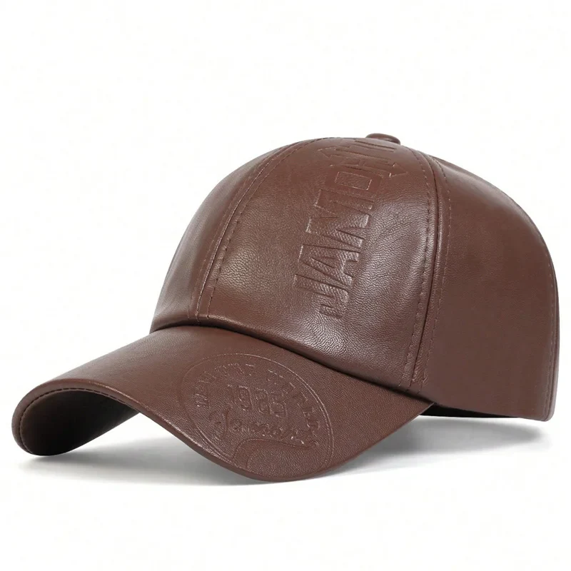 Premium Faux Leather Vintage Design All-Season Leather Adjustable Baseball Cap - Image 10