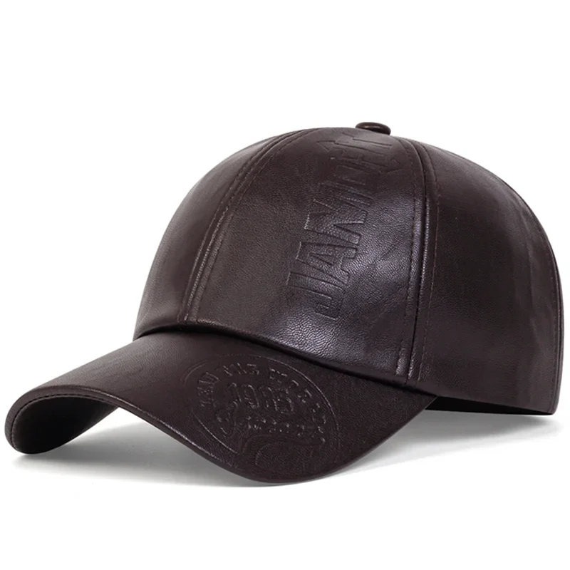 Premium Faux Leather Vintage Design All-Season Leather Adjustable Baseball Cap - Image 14