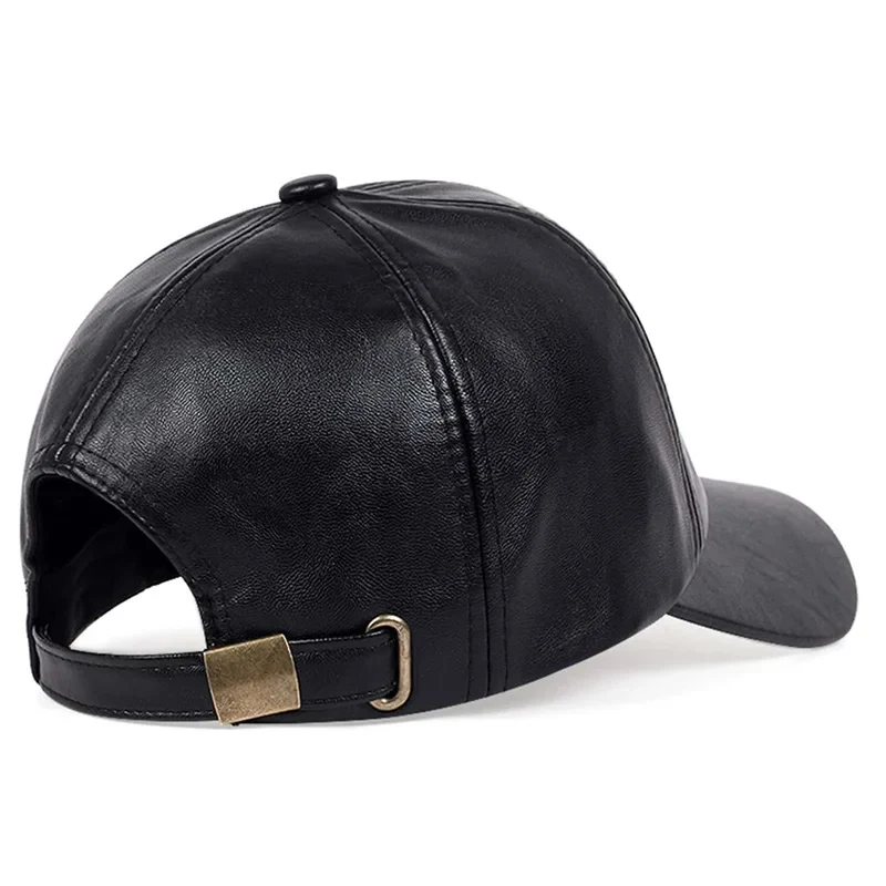 Premium Faux Leather Vintage Design All-Season Leather Adjustable Baseball Cap - Image 3
