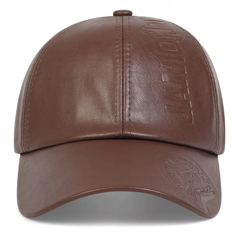 Premium Faux Leather Vintage Design All-Season Leather Adjustable Baseball Cap - Image 9